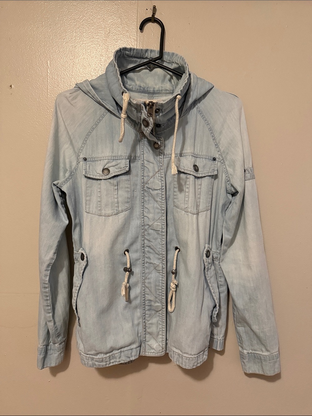 Garage Light Wash Denim Hooded Jacket